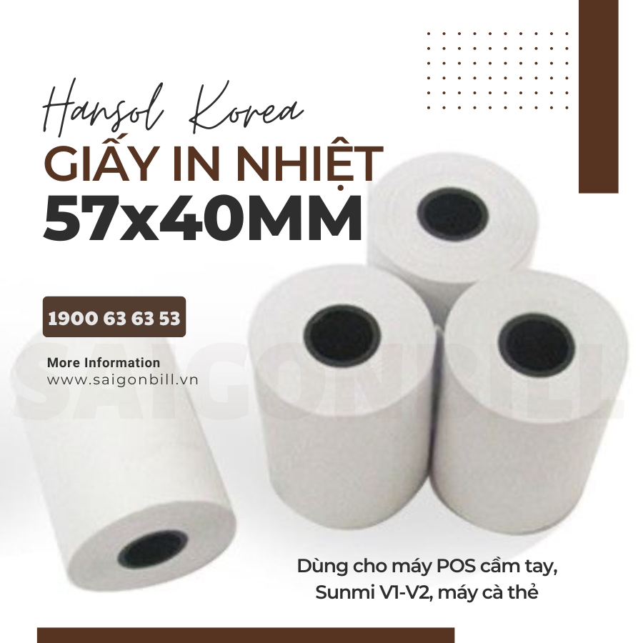 100 CUỘN - GIẤY IN BILL 57x40